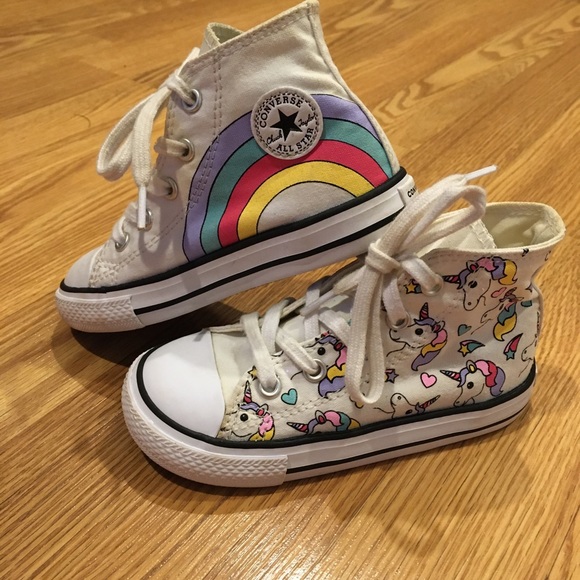 Converse Other - 🦄🌈Converse All Star Unicorns & Rainbows Kid High Tops sz 8 🌈🦄
